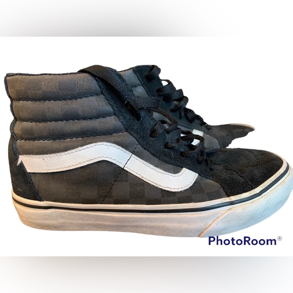 Vans Hi-Top Black and Checkerboard (Unisex)  Sneakers - Picture 4 of 8